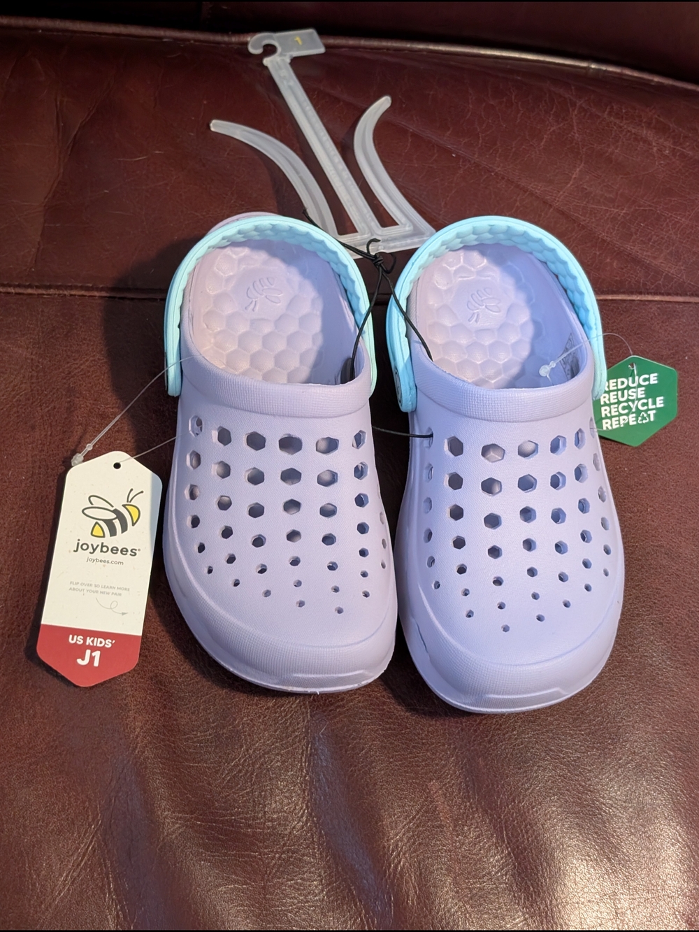 Kids' Lavender Slip-On Sandal with Blue Heel Strap Joybees Size J1 NWT